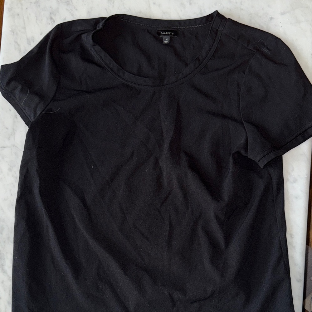 Talbots Elegant Black Short Sleeve Top